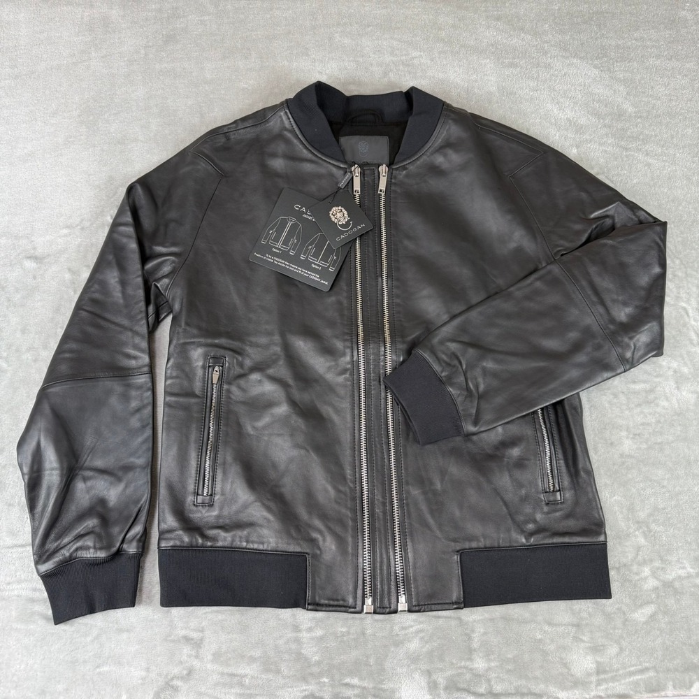 Cadogan Aspen Leather Jacket Mens Large Black Napa Lambskin w/ Extension New NWT